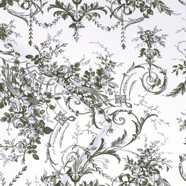 Шпалери Туаль де Жуї у французькому стилі темно сірого кольору Tuileries Charcoal Grey